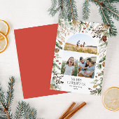 Kerstmis 3 waterverf botanische flora feestdagenkaart