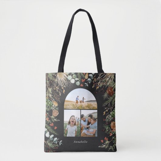 Kerstmis 3 waterverf botanische flora tote bag (Voorkant)