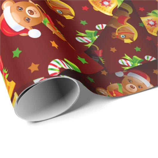 Kerstmis [3D]-Beren en rolpaarden Cadeaupapier (Rol Hoek)