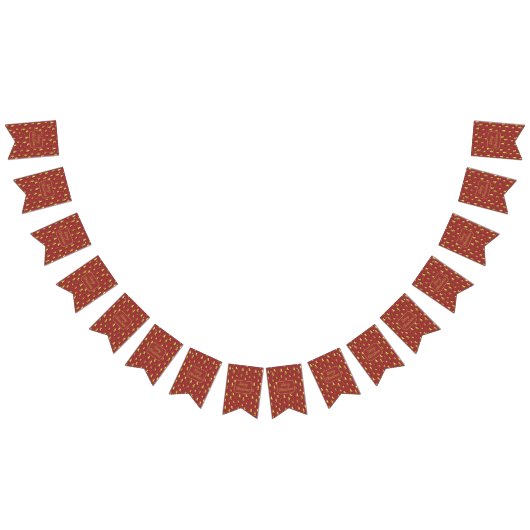 Kerstmis 3D gouden mini patroon Bunting Flags Vlaggetjes (Alle)