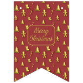 Kerstmis 3D gouden mini patroon Bunting Flags Vlaggetjes (Tweede vlag)