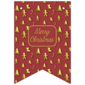 Kerstmis 3D gouden mini patroon Bunting Flags Vlaggetjes (Eerste vlag)