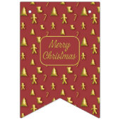 Kerstmis 3D gouden mini patroon Bunting Flags Vlaggetjes (Derde vlag)