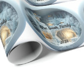 Kerstmis 3D Ice Sneeuw Open haard Cadeaupapier (Rol Hoek)