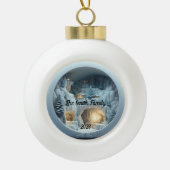 Kerstmis 3D Ice Sneeuw Open haard Keramische Bal Ornament (Voorkant)