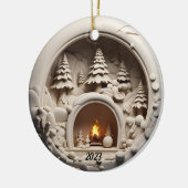 Kerstmis 3D open haard bomen Keramisch Ornament (Links)