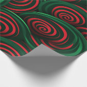 Kerstmis 3D Rood en Groen Swirl Cadeaupapier (Hoek)