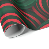 Kerstmis 3D Rood en Groen Swirl Cadeaupapier (Rol Hoek)