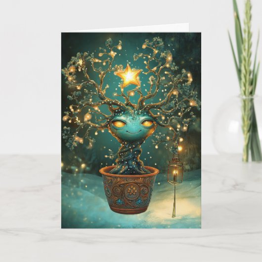 ** Kerstmis 40 Kosmische Ogen Glanzen Liefde AP97 Bedankkaart (Voorkant)