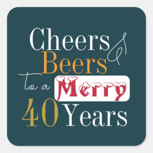 Kerstmis 40e Verjaardag Proost Bier Feestje Vierkante Sticker