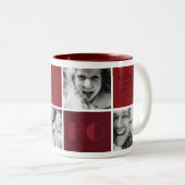 Kerstmis 4 Aangepaste foto's "Ho, Ho, Ho" Bourgogn Tweekleurige Koffiemok (Voorkant rechts)