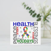 Kerstmis 4 Autisme Snowflakes Feestdagenkaart (Staand voorkant)