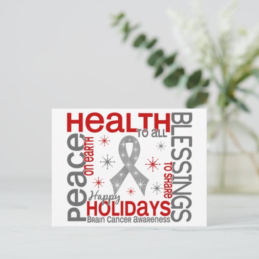 Kerstmis 4 Brain Cancer Snowflakes Feestdagenkaart (Staand voorkant)