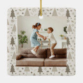 Kerstmis 4 Familie Foto's Collage Keramisch Ornament (Achterkant)