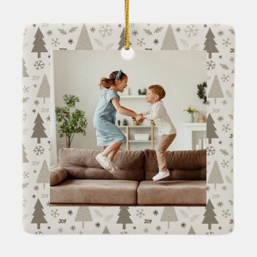 Kerstmis 4 Familie Foto's Collage Keramisch Ornament (Achterkant)