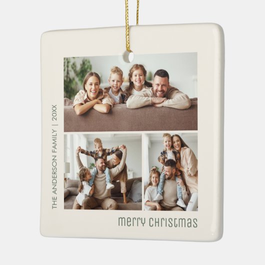 Kerstmis 4 Familie Foto's Collage Keramisch Ornament (Links)