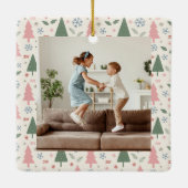 Kerstmis 4 Familie Foto's Collage Keramisch Ornament (Achterkant)