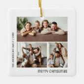 Kerstmis 4 Familiefoto's Collage Wit en Zwart Keramisch Ornament (Voorkant)