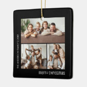 Kerstmis 4 Familiefoto's Collage Zwart-wit Keramisch Ornament (Links)