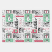 Kerstmis 4 Foto-moderne feestdriekleur Inpakpapier Vel (Voorkant)