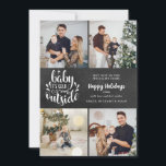 Kerstmis 4 Fotosamenstelling Boho Krijtbord Feestdagenkaart<br><div class="desc">Een elegante boho 4 foto collage vakantie ontwerp voor jou om te personaliseren met je favoriete foto's,  bericht,  namen en jaar op een krijtbord achtergrond. De achterkant bevat vallende sneeuwvlokken op een bijpassende krijtbord achtergrond. Ontworpen door Thisisnotme©</div>