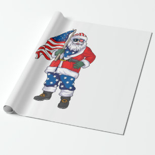 Kerstmis 4 juli San Patriotic Santa American Cadeaupapier