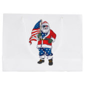 Kerstmis 4 juli San Patriotic Santa American Groot Cadeauzakje (Achterkant)
