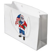 Kerstmis 4 juli San Patriotic Santa American Groot Cadeauzakje (Achterkant Gekanteld)
