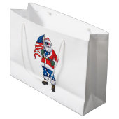 Kerstmis 4 juli San Patriotic Santa American Groot Cadeauzakje (Voorkant Gekanteld)