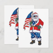 Kerstmis 4 juli San Patriotic Santa American Informatiekaartje (Voorkant / Achterkant)