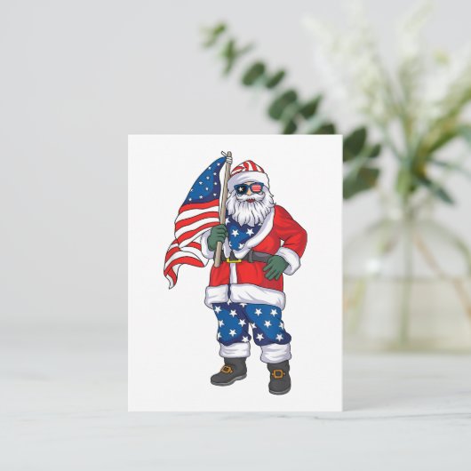 Kerstmis 4 juli San Patriotic Santa American Informatiekaartje (Staand voorkant)