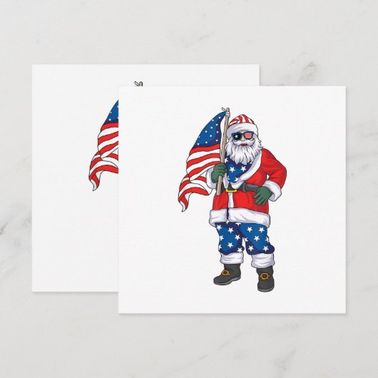Kerstmis 4 juli San Patriotic Santa American Kaart (Voorkant / Achterkant)