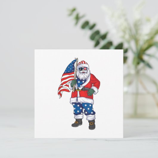 Kerstmis 4 juli San Patriotic Santa American Kaart (Staand voorkant)