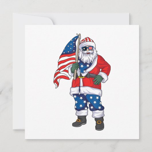 Kerstmis 4 juli San Patriotic Santa American Kaart (Achterkant)