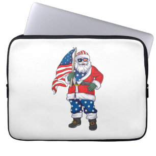 Kerstmis 4 juli San Patriotic Santa American Laptop Sleeve