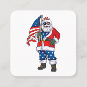 Kerstmis 4 juli San Patriotic Santa American Vierkante Visitekaartje