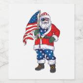 Kerstmis 4 juli San Patriotic Santa American Wijn Etiket (Enkel label)