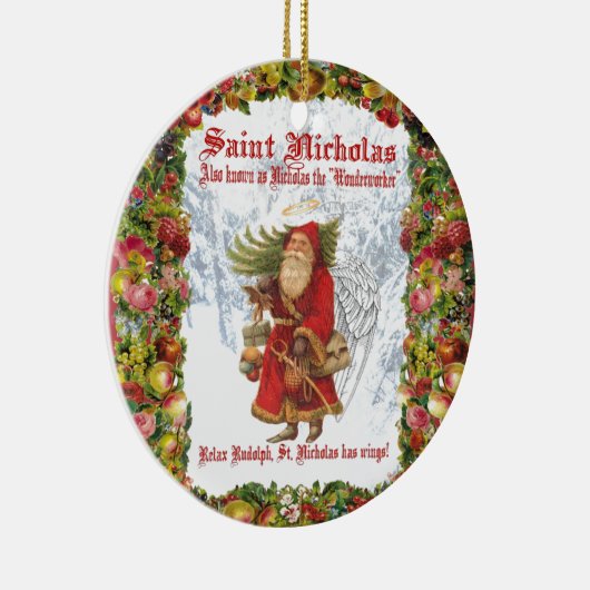 Kerstmis 4 Sint Nicholas de Wonderwerker Keramisch Ornament (Rechts)