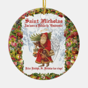 Kerstmis 4 Sint Nicholas de Wonderwerker Keramisch Ornament