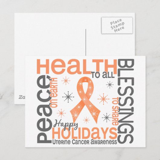 Kerstmis 4 Uteriene kanker Snowflakes Feestdagenkaart (Voorkant / Achterkant)