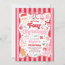 Kerstmis 4e Verjaardagsfeestje Coquette Strik Verj Kaart