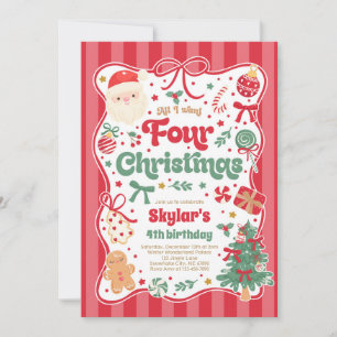 Kerstmis 4e Verjaardagsfeestje Coquette Strik Verj Kaart