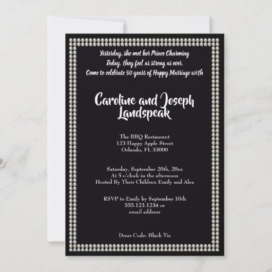 Kerstmis 50e trouwdag zwart en goud in kaart (Achterkant)