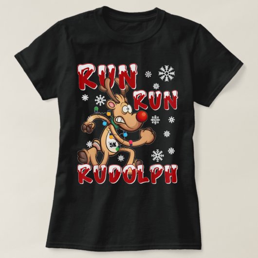 Kerstmis, 5.000 uur met Rudolph Holiday Team T-shirt (Design voorkant)