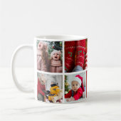 Kerstmis 5 Foto collage met familienaam, rood Koffiemok (Links)