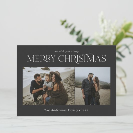 Kerstmis 5 foto waterverf botanische flora feestdagenkaart (Staand voorkant)