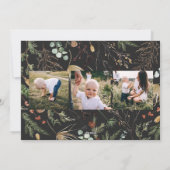 Kerstmis 5 foto waterverf botanische flora feestdagenkaart (Achterkant)