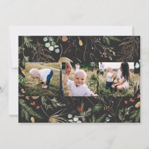 Kerstmis 5 foto waterverf botanische flora feestdagenkaart