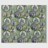 Kerstmis 5 Fotocirkelrand met groene cirkels Cadeaupapier (Vlak)