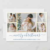 Kerstmis 5 Fotokalligrafie - Blauw goud Feestdagenkaart (Voorkant)